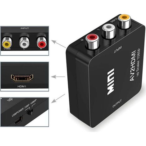 Adaptateur RCA HDMI Convertisseur Vidéo Audio pour PS2, PS3, Xbox, décodeurs et vieux systèmes AV (1/4)