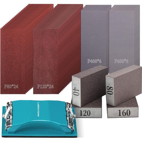 Papier Abrasif 65 Pièces, Grains 80/120/400/600, Kit de Ponçage (1/5)