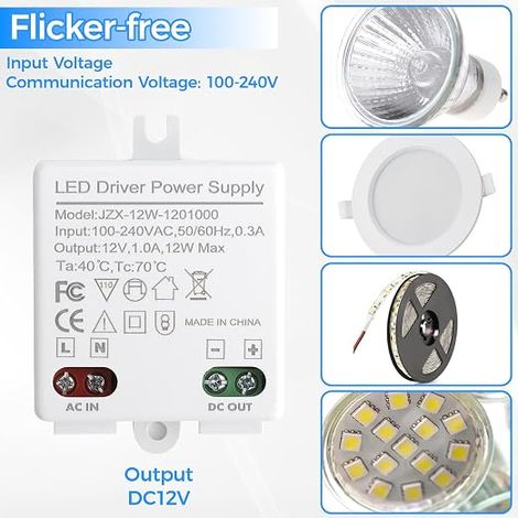 Transformateur Led 12v Mini, Alimentation 12v, Alimentation 12v 1a, Driver Led, Transformateur Led éclairage Meuble Et Ruban Led (1/3)