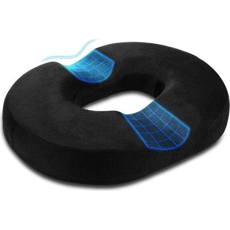 Oreiller de Siège Mousse à Mémoire de Forme pour Grossesse Coccyx et Dos Soulagement Sciatique 18 Pouces Noir (1/4)