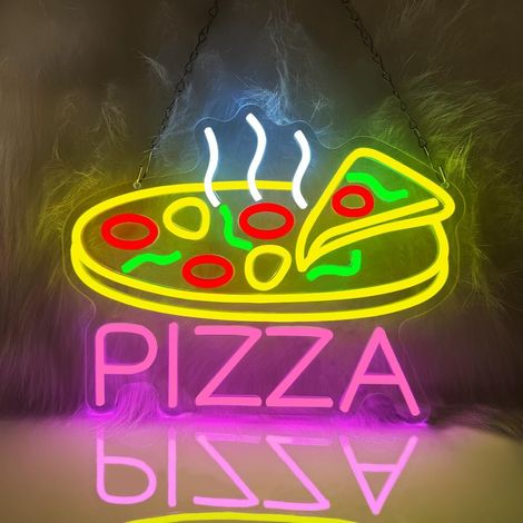 APEX 40.5x33cm Panneau Néon Pizza pour la Décoration Murale, Signal Lumière Néon LED pour le Restaurant,la Cuisine, la Maison,le Salon (1/5)