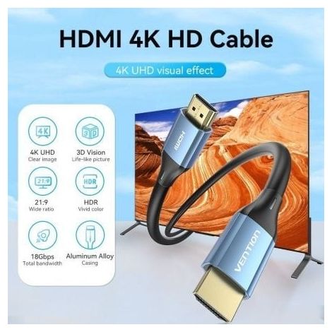 Cable HDMI 2.0 4K Vention ALHSF/ HDMI Macho - HDMI Macho/ 1m/ Azul (1/2)