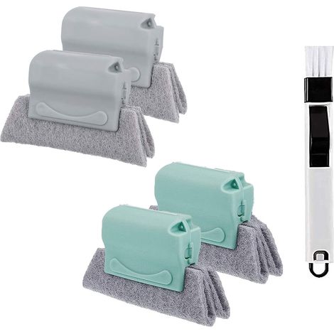 Lot de 4 Brosses Rainures, Éponge Scrub, Nylon, Fenêtre Porte Cuisine Salle Bain (1/5)
