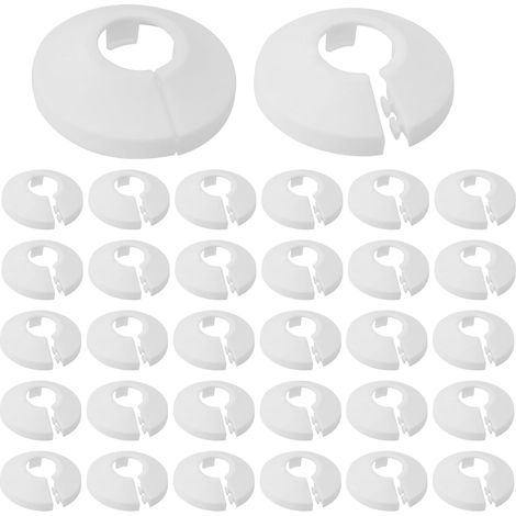 30 x Rosette Shower Mixer Tap with Wall Hole Cover 16 mm White (1/5)
