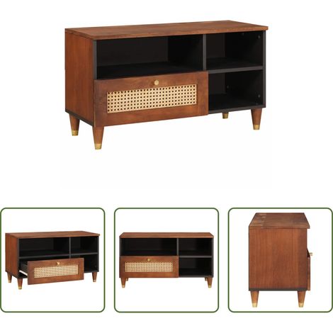 Meuble tv manguier - Meuble TV Marron 80 x 33,5 x 46 cm Bois de mangue massif (1/5)