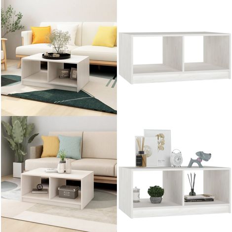 Table basse blanc 75x50x33,5 cm bois de pin massif - Table Basse - Meuble Salon - Table D'appoint - Table Blanche - Bois De Pin - Home & Living (1/5)