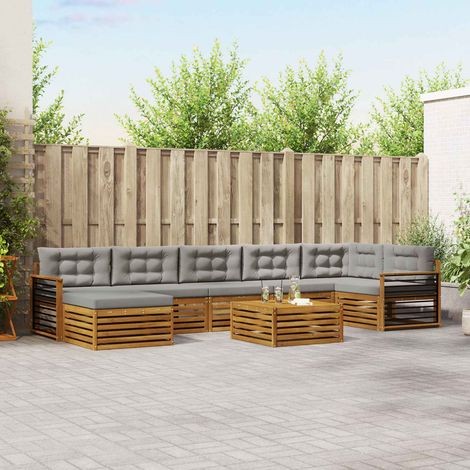 vidaXL Outdoor-Sofagarnitur mit Kissen 8 pcs Natürlich und Hellgrau (1/5)