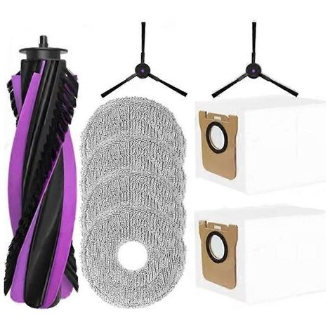 pièces de rechange pour aspirateur robot JONR P20 PRO : brosse principale, brosse latérale, lingette de nettoyage et sac à poussière. (1/5)