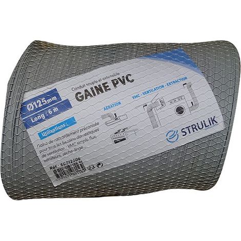 AUTOGYRE - Gaine souple pvc gris d.125mm 6ml filet
