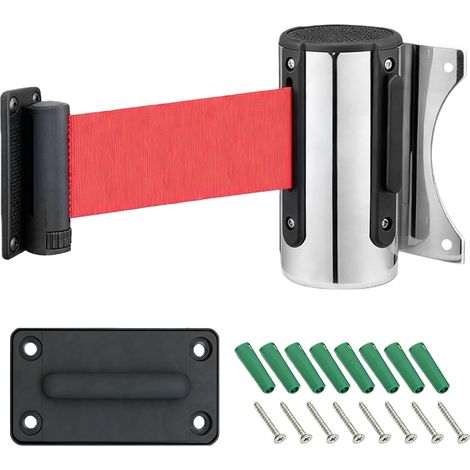 Rubalise Rouge Et Blanc Barriere Retractable Barriere Extensible Barriere De Securite Retractable Enrouleur De Sangle Ceinture D'Avertissement RéTractable Murale (1/5)