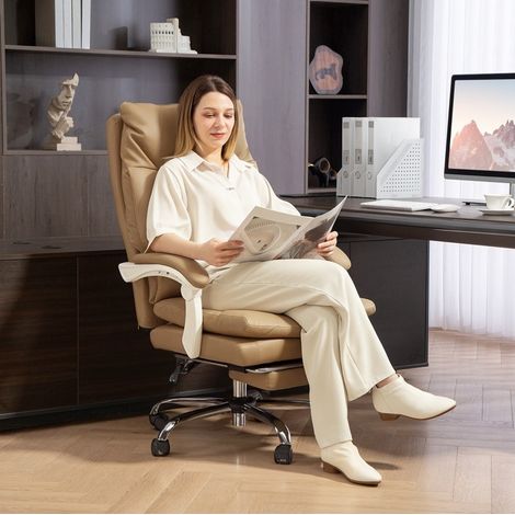 Sedia ufficio reclinabile con poggiapiedi in similpelle OKMYHOME (1/3)