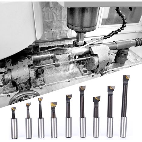 Jeu de 9 barres d'alésage 12 mm type F1 en acier rapide pour tour CNC avec support (1/5)