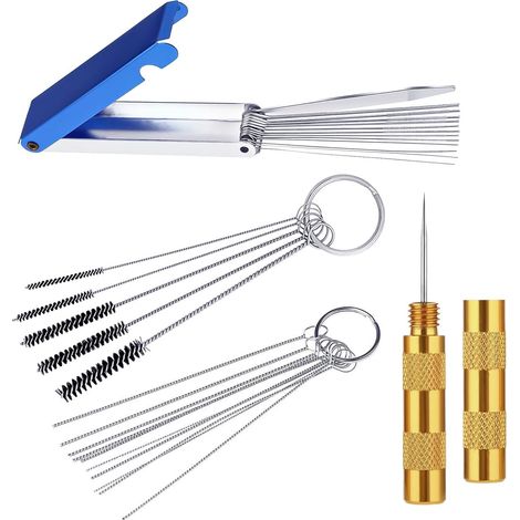 Carburetor Cleaning Kit, Carbon Carburetor Cleaner  29 Pcs Motorcycle Carburetor Cleaning Kit, 13 Cleaning Kits + 10 Cleaning Needles (1/5)