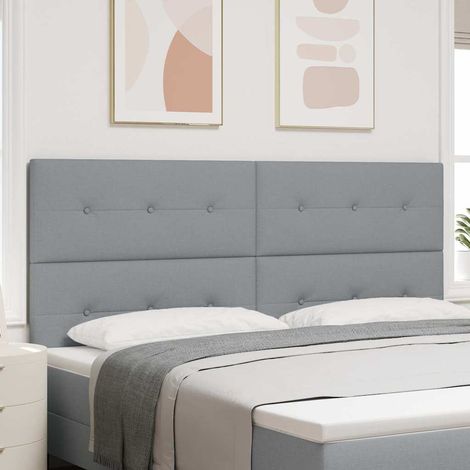 Height-Adjustable Headboard Light Grey 200 cm Fabric vidaXL (1/5)