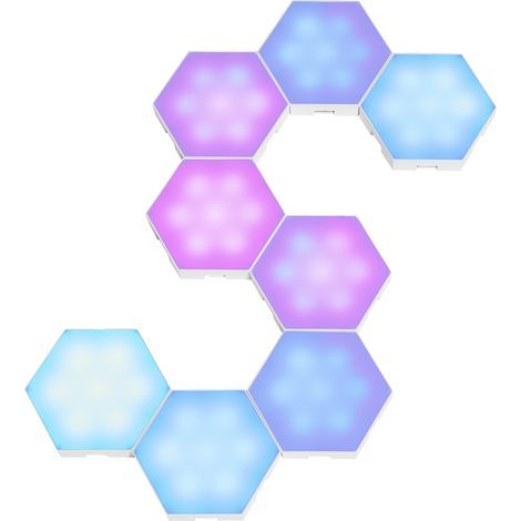 Set of 10 DIY RGB Hexagonal Backdrop Wall Lights, Mood Wall Lamp, USB, Bluetooth Connection Support, Mobile App Control, Adjustable Brightness and Speed (1/5)