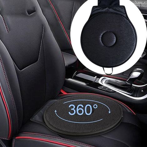 Rotating Car Mat, 360° Swivel Mat, Seat Cushion, Memory Foam Cushion, Round Portable Cushion, Comfort Cushion, for Home and Car (Black) (1/5)