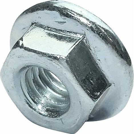 C49643 - Lot de 100 écrous hexagonaux à collerette/embase crantée M6 Ø extérieur 13mm - en acier au carbone dureté 8 - écrou de sécurité autofreiné - DIN 6923 (1/5)