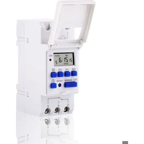 Minuterie programmable numérique - Affichage LCD - Programmation 16 ON & 16 OFF - 12V - Installation rail DIN (1/4)