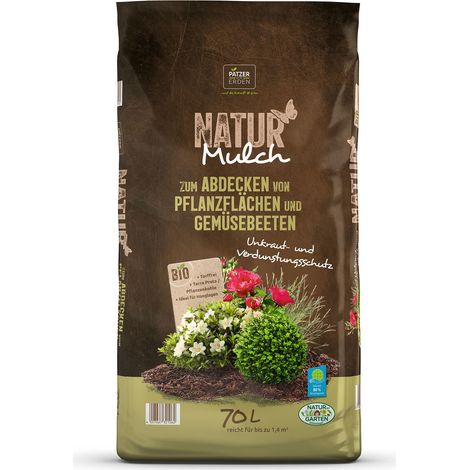 PATZER NATUR Mulch BIO zum Abdecken von Pflanzenflächen torffrei - 70 Liter