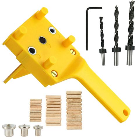 Kit de 41 pièces pour le perçage du bois : guide-trou droit, goujons de centrage, outil de perçage. (1/5)