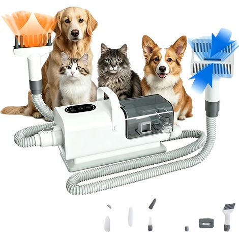Kit de aseo para mascotas, succión ajustable, doble función de succión y soplado, BLANCO (1/2)