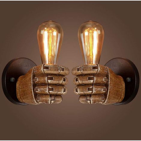 Antike Wandleuchte in Faustform – Vintage-Industrie-Wandleuchte mit E27-Fassung – Kunstharz-Design – Für Flur, Schlafzimmer, Restaurant, Café (1/5)