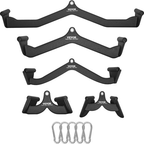 Barres de Tirage Musculation Lot de 5, Accessoires pour Machine à Poulie en Acier Massif et Caoutchouc, Poignée de Tirage pour Entraînement de Force du Dos et Triceps, pour Gym Domicile (1/5)