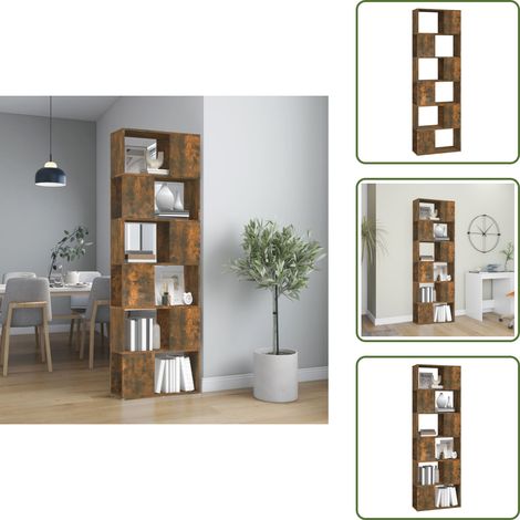 Bücherregal/Raumteiler Räuchereiche 60x24x186 cm - Buche Regal - Holzmöbel - Bücherregal - Raumteiler - Etagenturm (1/5)