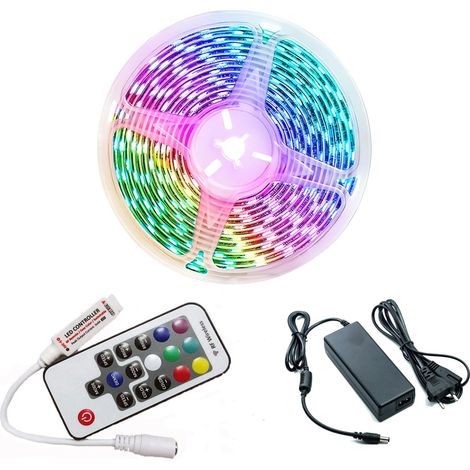 Sysled – Ruban LED RGB 5 mètres – 30 LEDs/m – 12V – 5,5 W/m – Luminosité 390 Lumens – Angle de diffusion 120° – Installation facile (1/5)