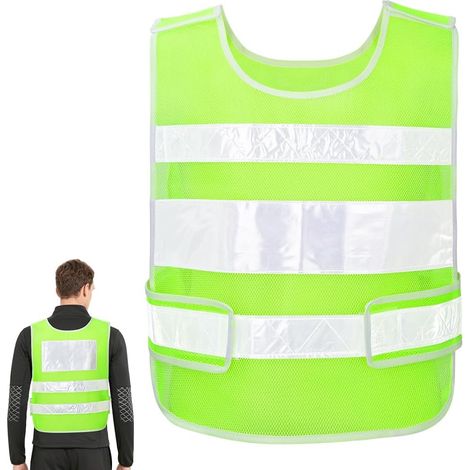 Gilet de Sécurité, Gilet Réfléchissant de Haute Visibilité Réglable, Gilet Reflechissant Velo, Gilet Fluorescent Jaune de Sécurité Unisexe pour la Course, le Cyclisme et le Jogging, Unique (1/5)