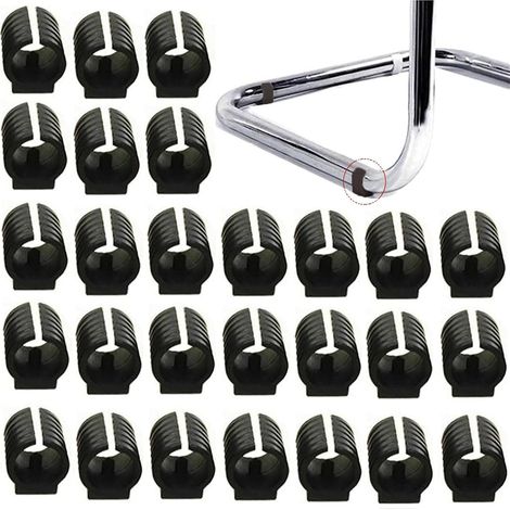 32 protectores de plástico en forma de U para patas de silla, tapas protectoras de suelo y abrazaderas de silicona (19 mm, negros)