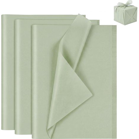 100 Sheets of Plain Sage Green Tissue Paper, Wrapping Tissue Paper 50x35 cm - Gift Wrapping Paper for DIY, Decoration, Wedding, Birthday and Parties (1/5)