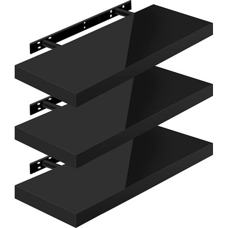 WOLTU 3 x Étagère Murale, Tablette Murale Panneau de Bois, Étagère Flottante, Étagère à Livres, 60x22, 9x3, 8cm, Nior RG9478sz-3 (1/4)