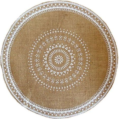 Napperon Rond Tissé à Franges De Jute 38 Cm Tapis De Table Imprimé Naturel Tapis De Table De Cuisine Antidérapant Résistant à La Chaleur Coussin De Protection De l'environnement (1/4)