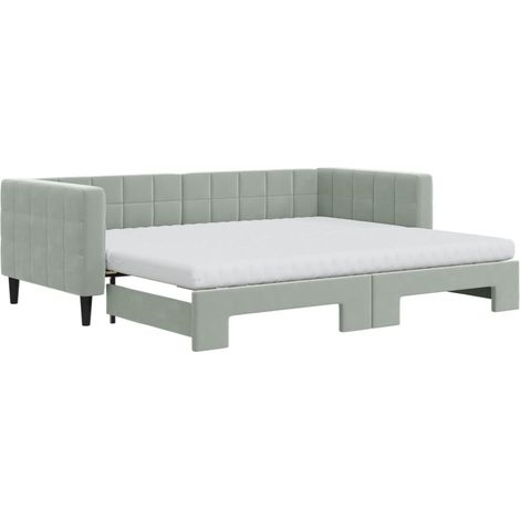 Maison Exclusive - Divano Letto Estraibile Materassi Grigio Chiaro 90x200 Velluto