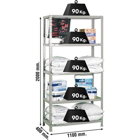 Simonrack Mensola in Metallo Moderno Grigia 5 Mensole
