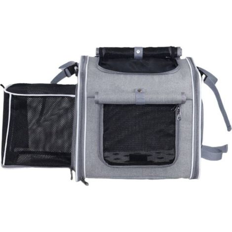Sac À Dos Pour Chien Et Chat - Transport Vélo Et Marche - Polyester Gris - Capacité 10 Kg - 31x27x27 Cm (1/5)