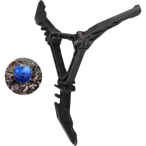 Soporte portátil para bombonas de gas de camping, ABS negro, 17,3 x 9,5 cm, con base giratoria para barbacoas al aire libre. (1/5)
