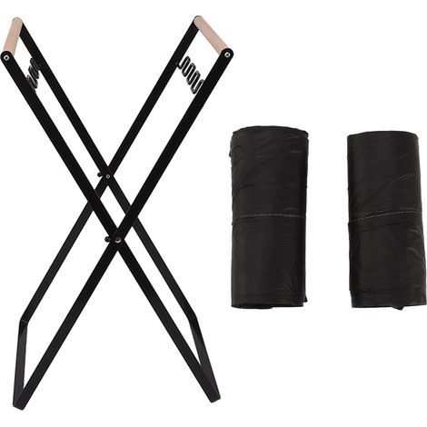 Poubelle pliable en fil de fer antirouille, portable et trieuse, idéale pour le camping et les activités de plein air. Livrée avec 2 sacs poubelle noirs. (1/5)