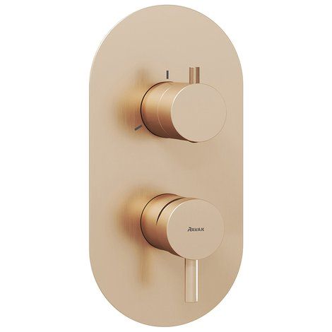 Ravak Espirit - Grifo empotrado, para 3 aparatos, oro rosa cepillado X070357 (1/4)