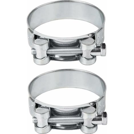 Lot de 2 colliers de serrage renforcés pour tuyau en acier galvanisé 52-55 mm