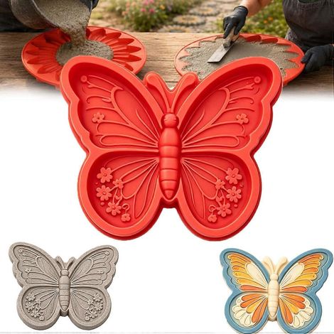 Moule silicone réutilisable pour béton dalle jardin 40 cm, motifs flocon de neige et papillon, pour chemin de jardin à peindre (1/5)