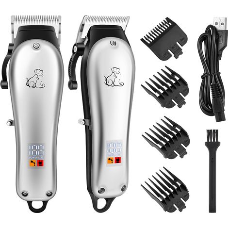 Cortapelos para perros, cortapelos profesional para perros de pelo largo y grueso con pantalla LCD y 4 peines guía, cuchilla resistente al agua, cortapelos para mascotas, aseo de gatos y perros.