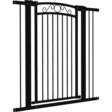 Porte pour chien ancho réglable 76-104 cm barrière sécurité avec 2 extensions double blocage noir