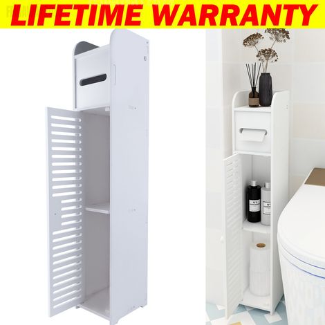 Waterproof Toilet Roll Holder Bathroom Storage Shelf Ventilated Door White Unit (1/5)