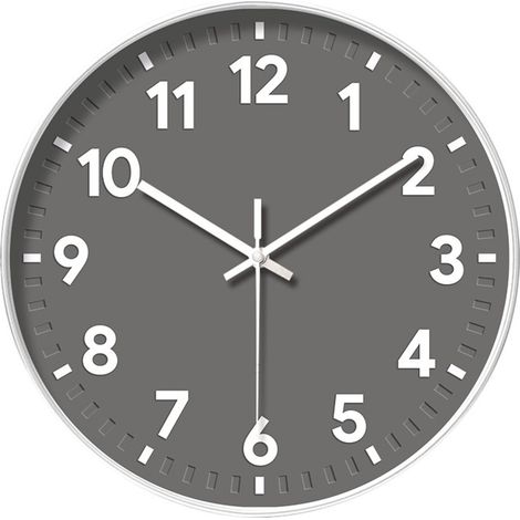 Horloge Mural Moderne pour Intérieur - Horloge à Quartz Silencieuse sans Tic-Tac - Cadran Rond Lumineux - Facile à Lire - Facile à Lire - Cuisine et Salon - Grijs - 30 cm (1/5)