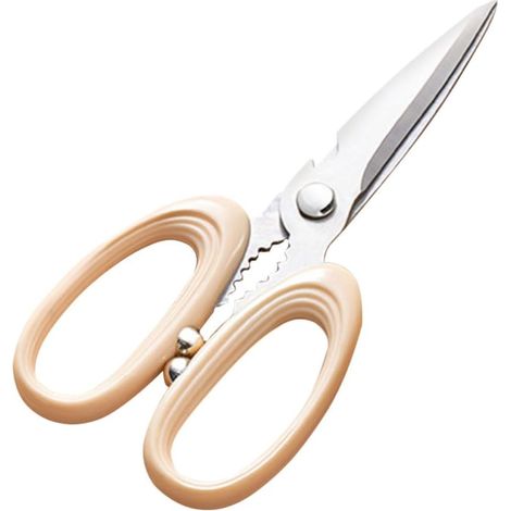Forbici da cucina multifunzionali, mannaia beige, coltello multiuso, forbici in acciaio inossidabile