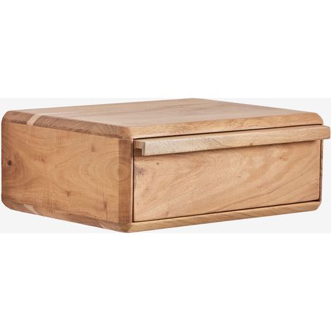 SKLUM Pack mit 2 schwebenden Nachttischen 40x30 cm aus Akazienholz Nordilan              Rustikales Akazienbraun                     