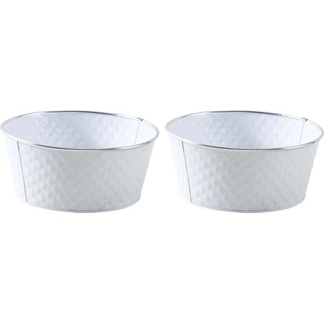 Corbeille ronde en métal laqué blanc (Lot de 2) (1/2)