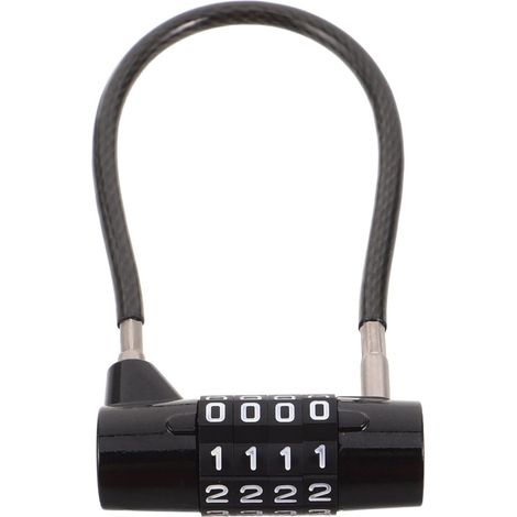 Cadenas à Combinaison pour Bagages, Cadenas à Câble en Alliage de Zinc, 4 Chiffres, Noir, Réinitialisable, pour Boîte à Outils et Casier, Bureau Cuisine (1/5)